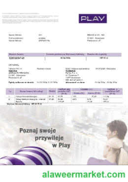 Poland Play business utility bill template in Word and PDF format